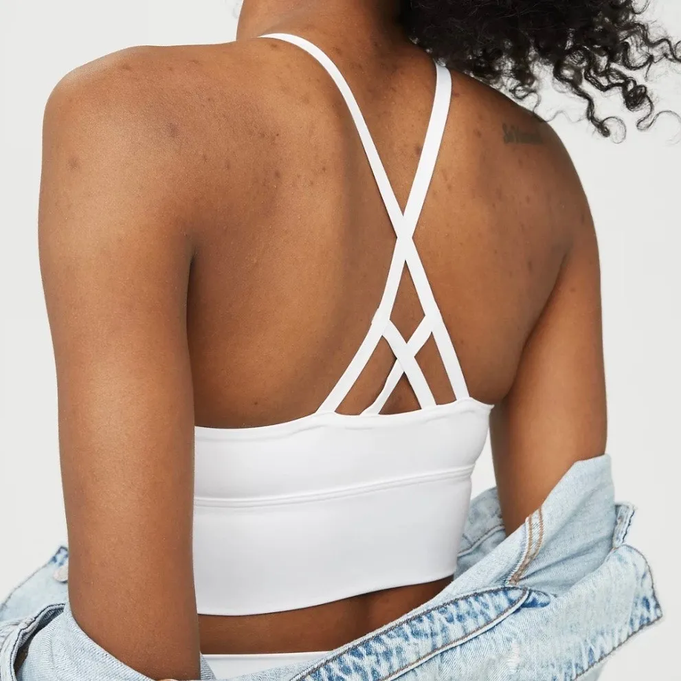 OFFLINE BY AERIE | NWT Real Me Strappy Back Sports Bra White Padded | Size XXL - Image 2