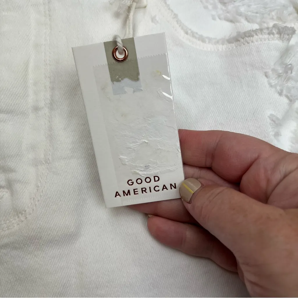 Good American Shorts‎ Good 90s Womens Size 14 / 32 White Denim Distressed NEW - Image 7