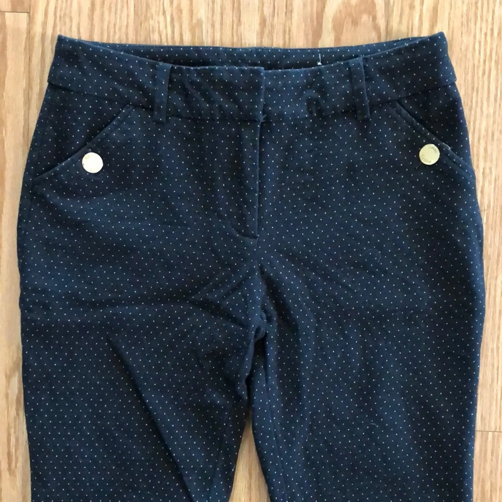 Anne Klein Slim Black White Polka Dot Chino Ankle Pants Womens 4 - Image 4