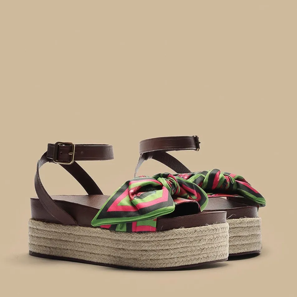 Farm Rio Marsala Scarf Espadrille Flatform Sandal - Image 6