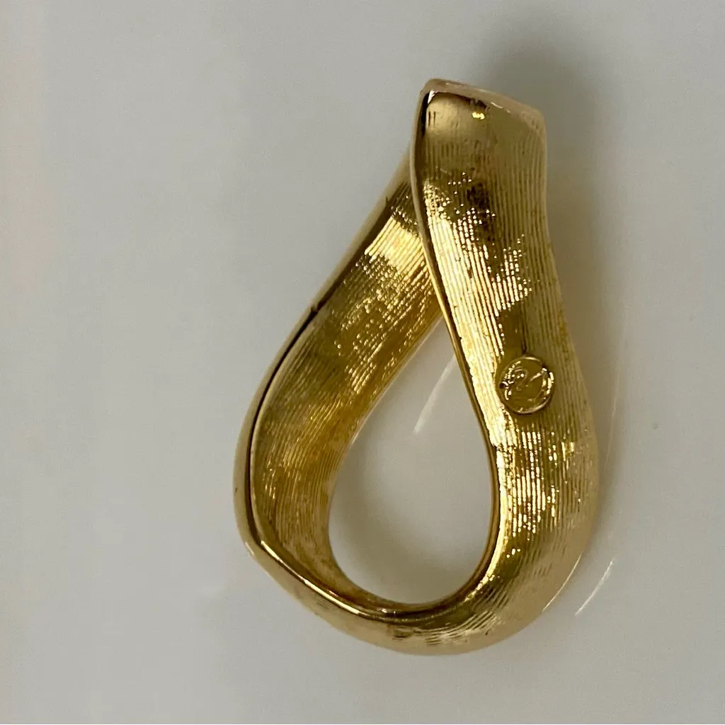 Vintage Swarovski Baguette Gold Twist Pendant & Earring Set – Swan Signed - Image 5