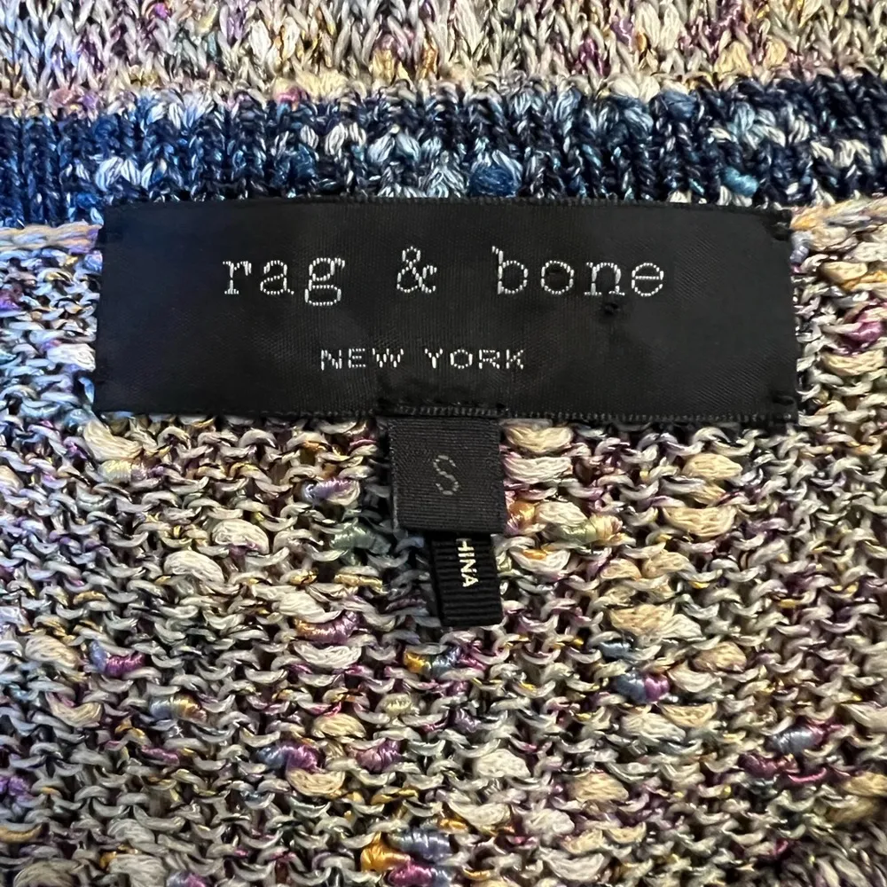 Rag & Bone Womens Multicolor Print Long Sleeve Blue Hem Pullover Sweater Small - Image 4