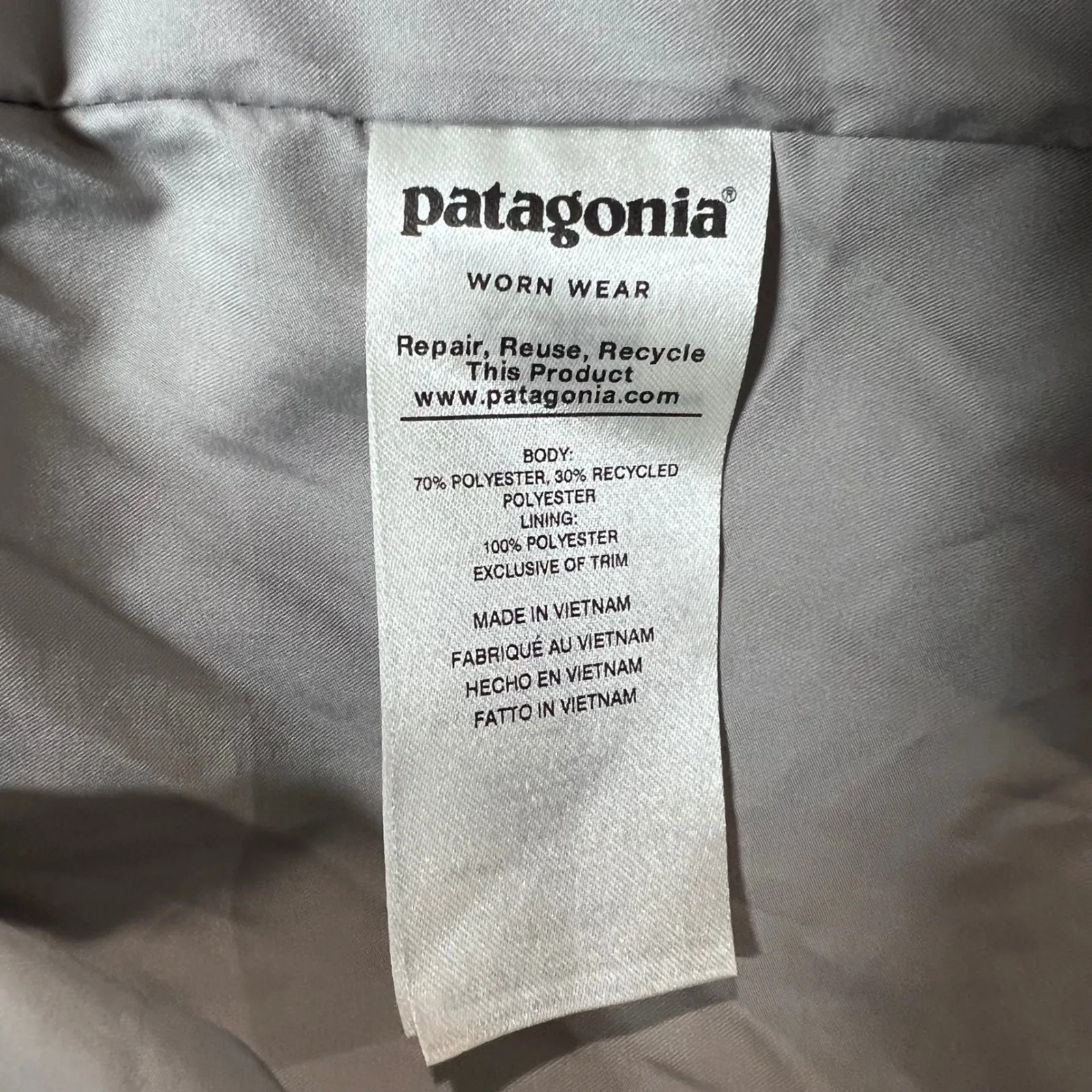 Patagonia Gray Fleece Vest Women Size XL Full Zip Puffer Sherpa Winter Warm - Image 5