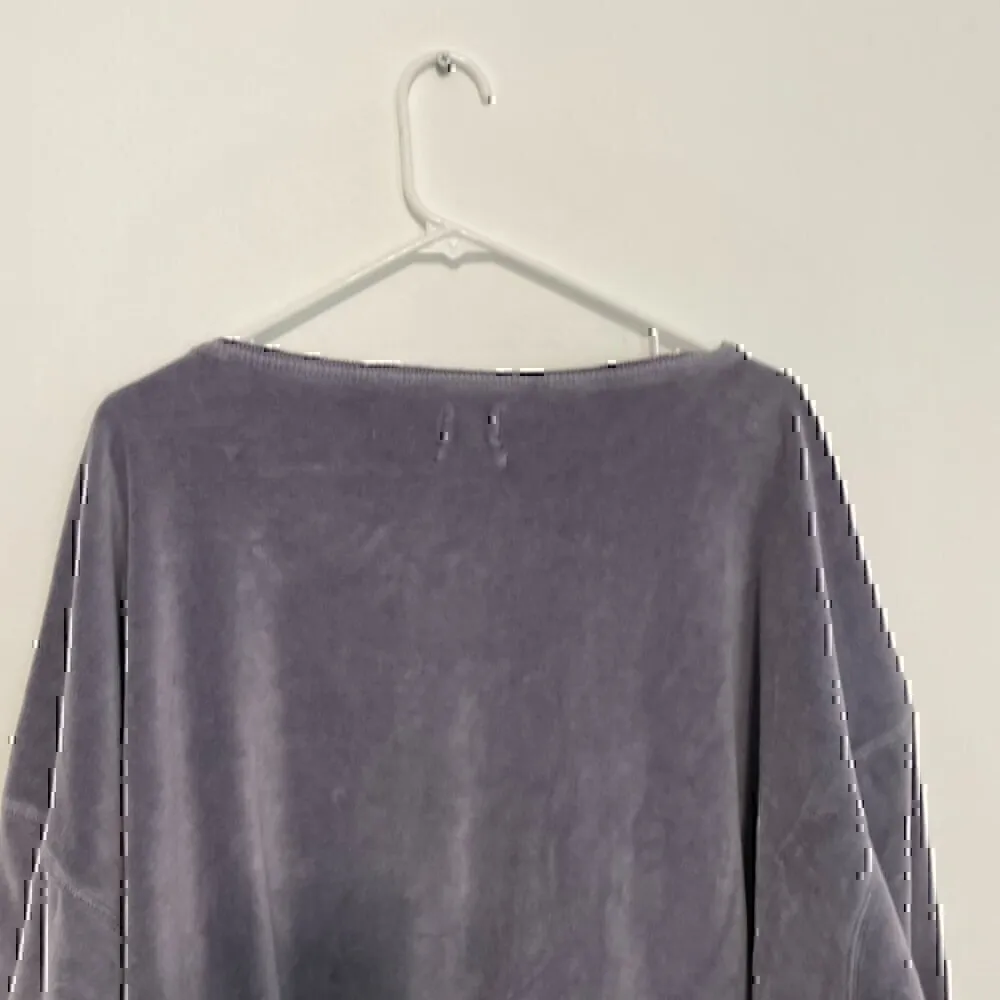 OUT FROM UNDER URBAN OUTFITTERS Vica Boat Neck Sweatshirt Periwinkle Velour Boxy - Image 11