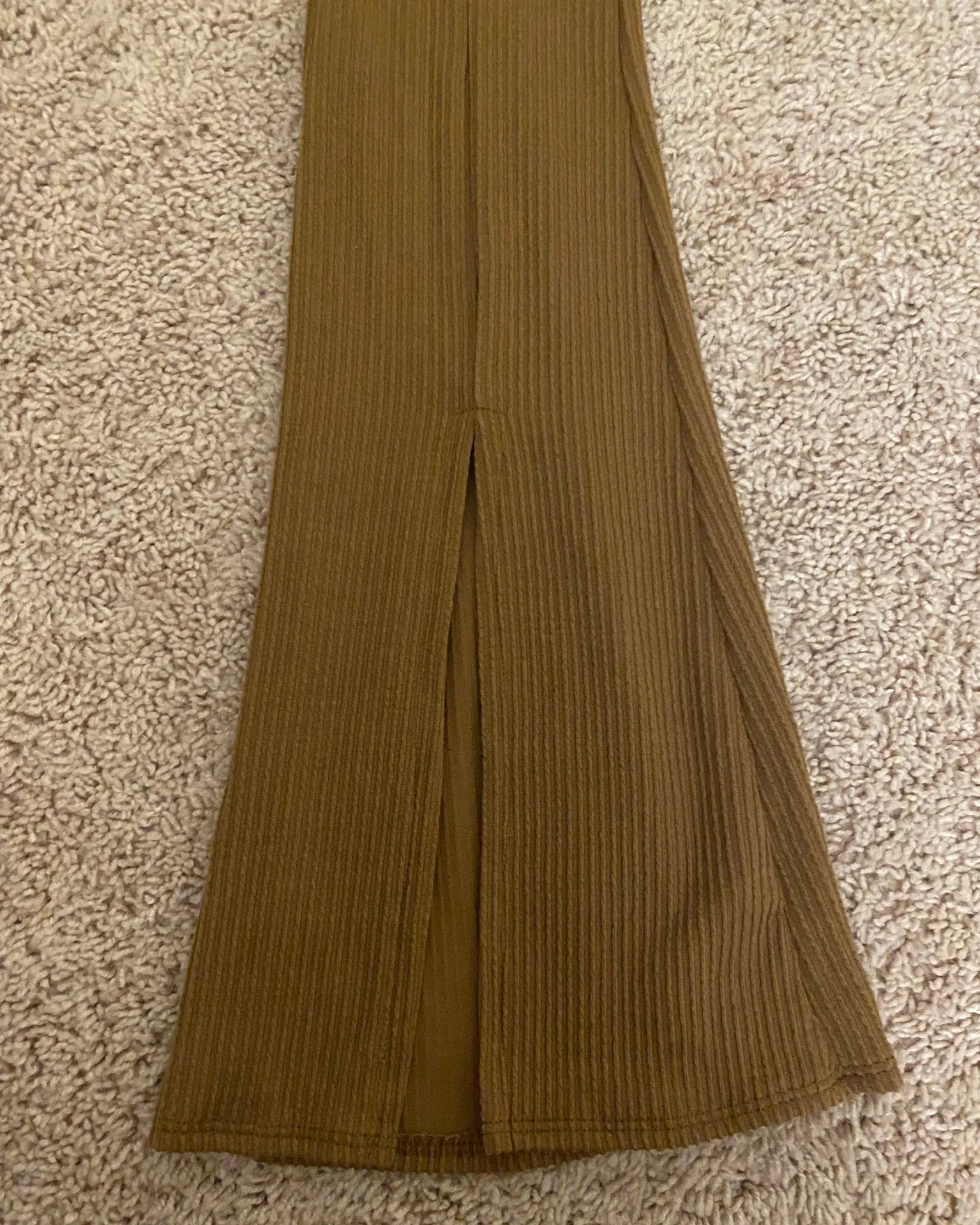 Ribbed Brown Flare Leggings - Image 3