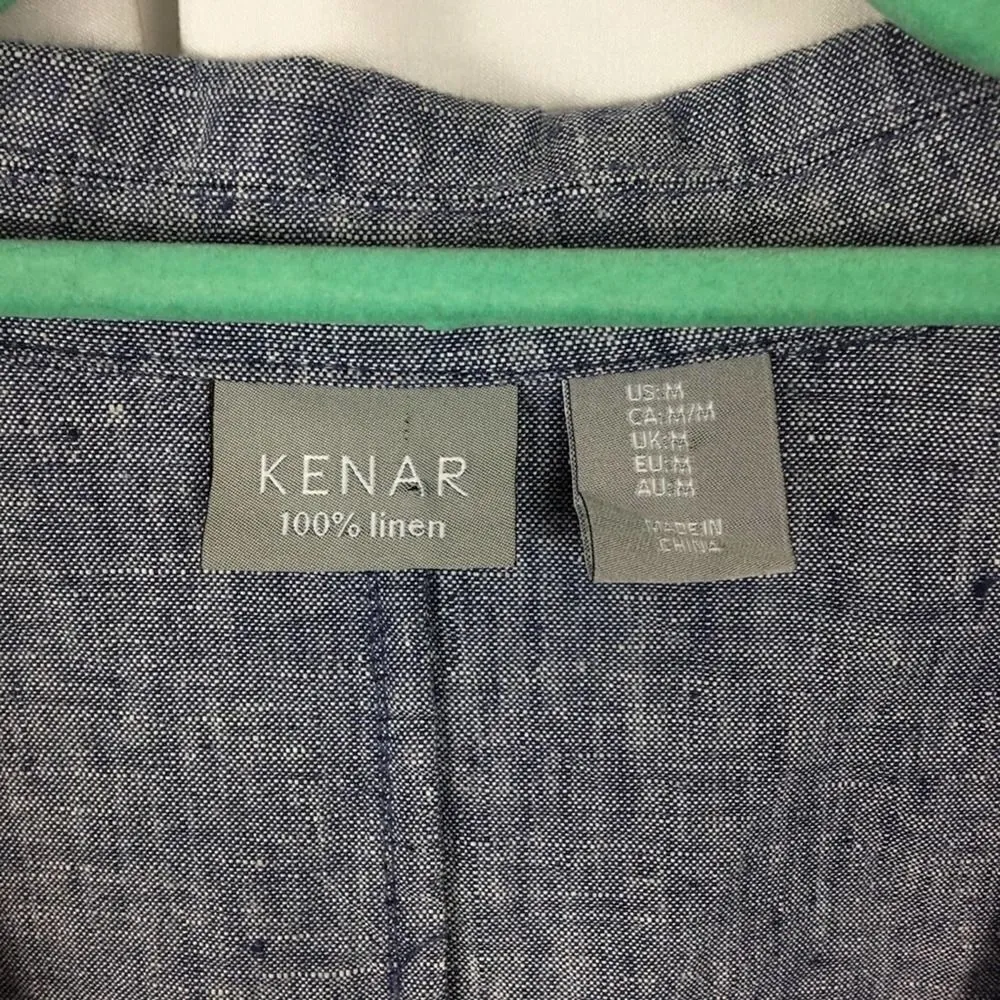 Kenar Linen Blue Chambray Two button Blazer size Medium - Image 5