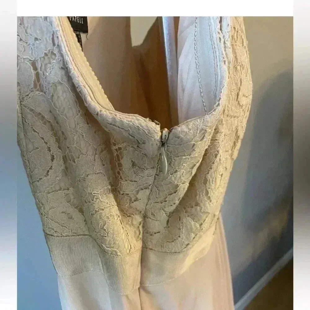 ADRIANNA PAPELL Women's Beige Embellished Lace One-shoulder Gown Dress‎ Size 10 - Image 8