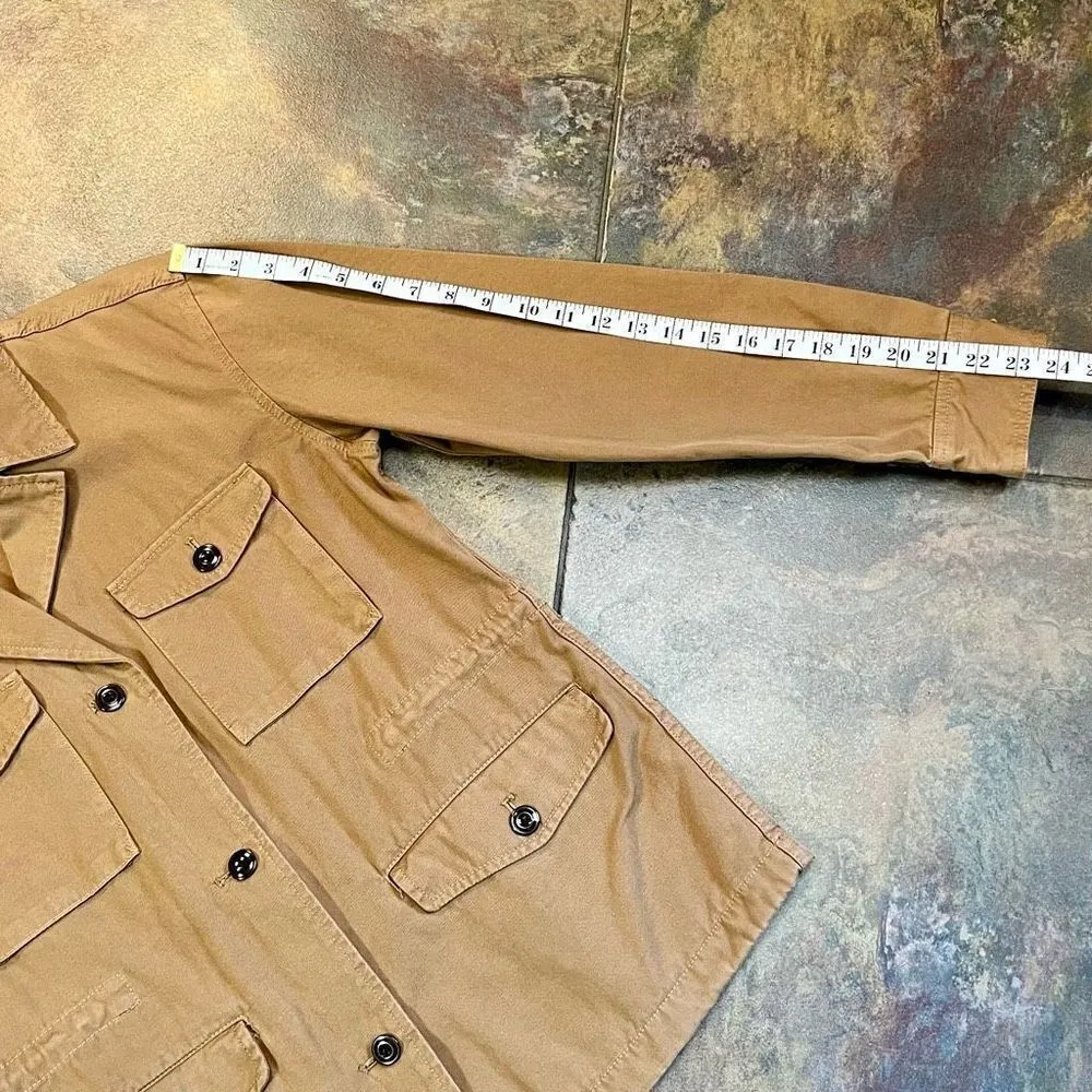 J. Crew Brigadier Utility Jacket Coat Khaki Military Cinch Waist Size Small Tan - Image 4