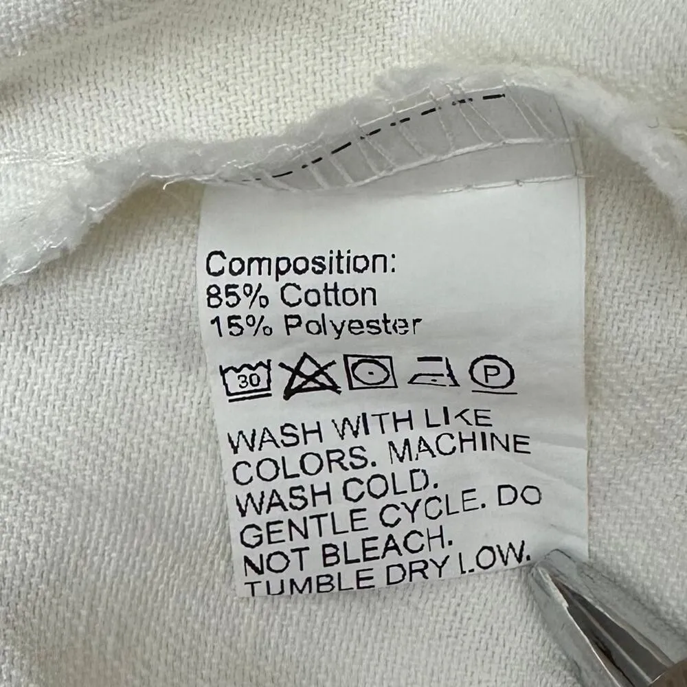 LA BIZ FREE PEOPLE Small White Fringe Button Crop Denim Jacket Western Festival - Image 5