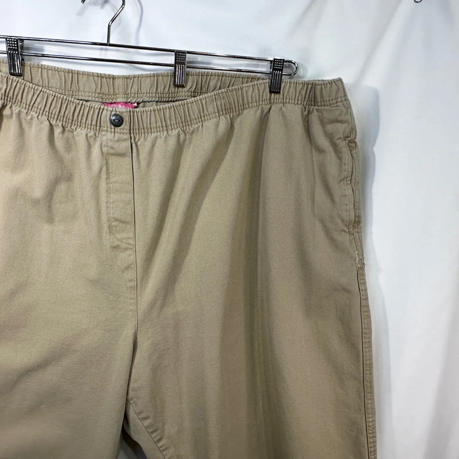 Woman Within‎ Plus Size 36T Cropped Pants Capri Light Brown Cotton Elastic 1572 - Image 3