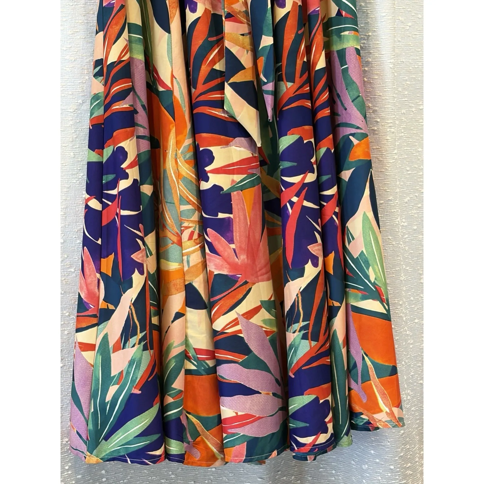 Nwt Moon Orchid Tropical Colors Stretch Waist Bow Women'S M Colorful Maxi Skirt Size 8 - Image 2