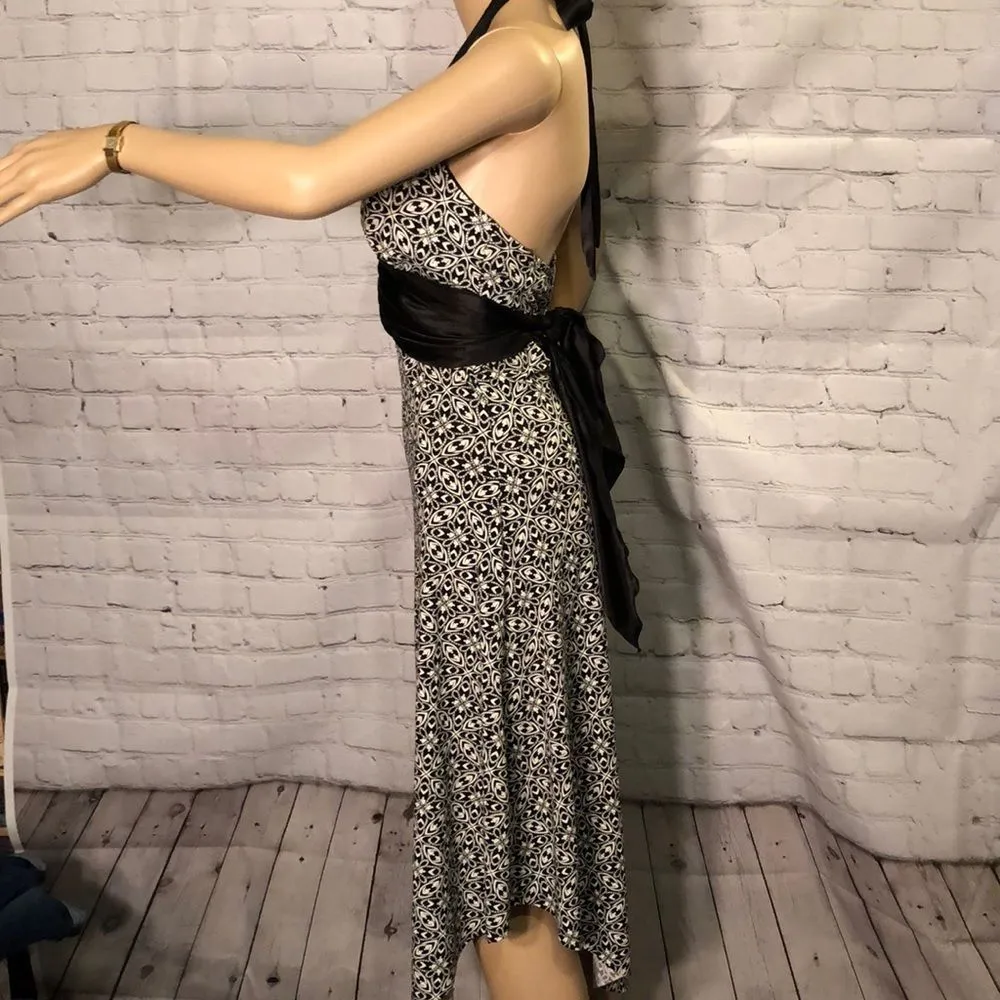 Alyn Paige Black White Print Halter Top Dress Asymmetrical Hemline Wear 3 Ways M - Image 12