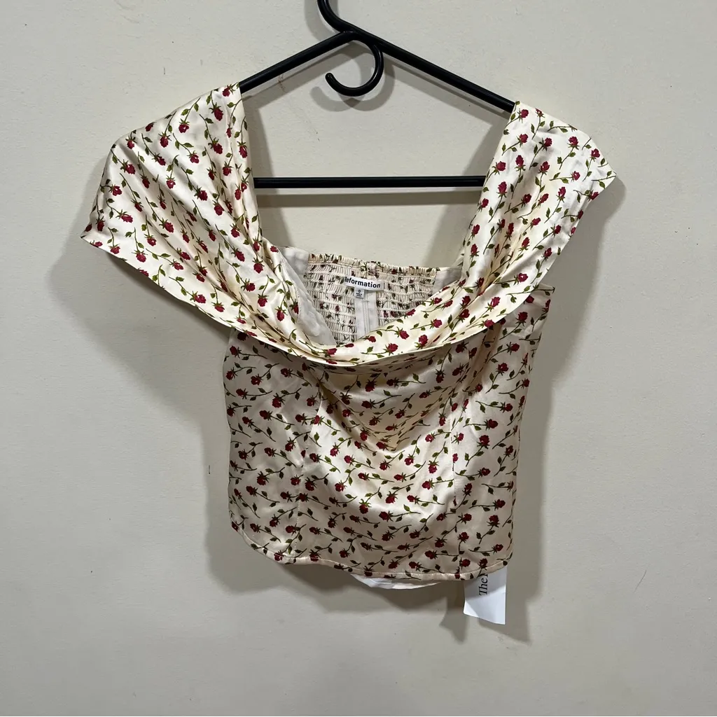 NWT  reformation lux 100% silk top in Madison size o floral - Image 4