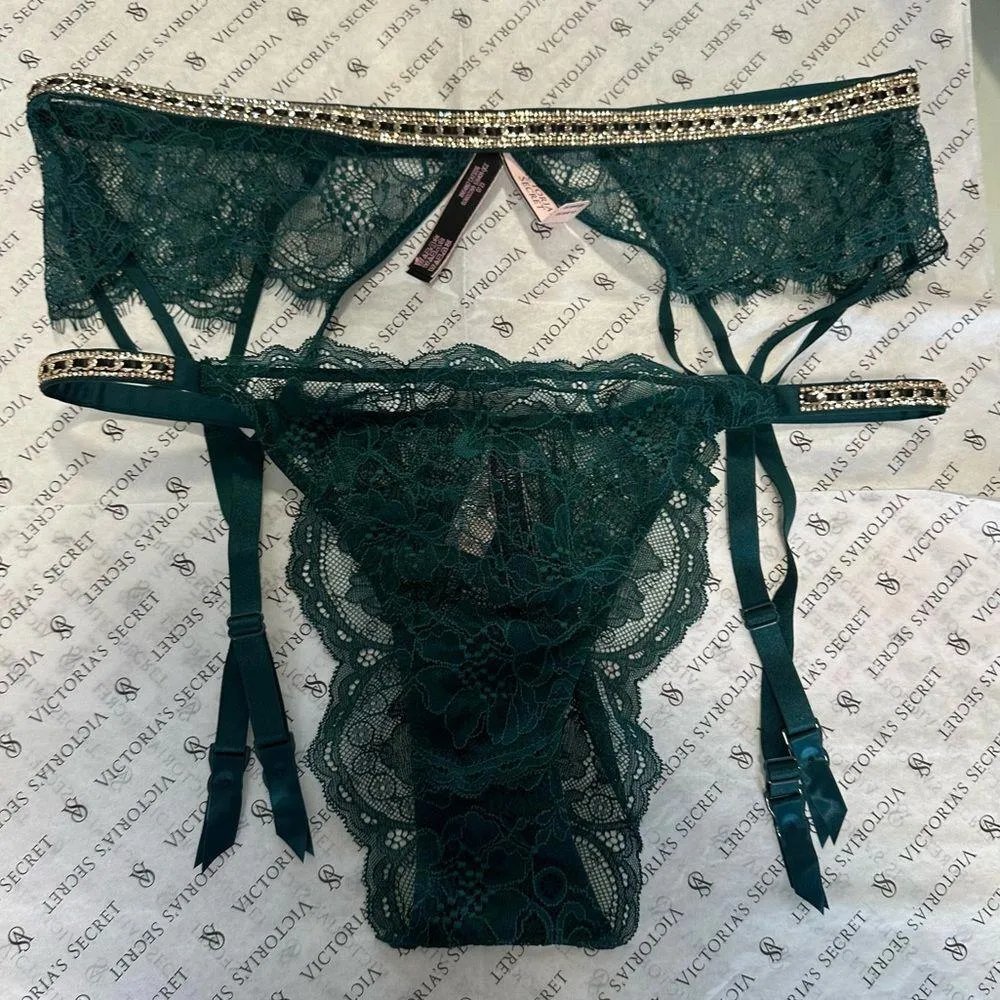 Victoria’s Secret Lace shine strap Thong and garter - Image 3