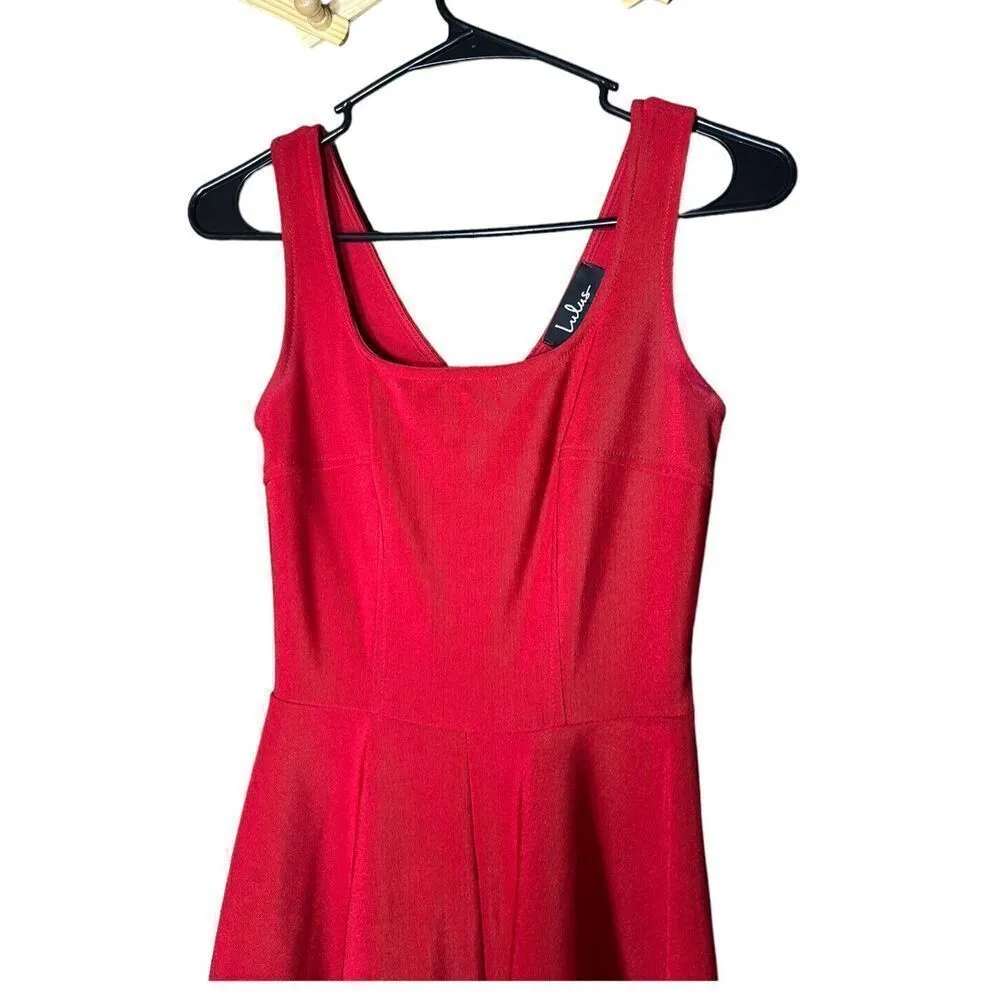 Lulus Home Before Daylight Red Square neck Sleeveless Skater Dress Size XS - Image 2