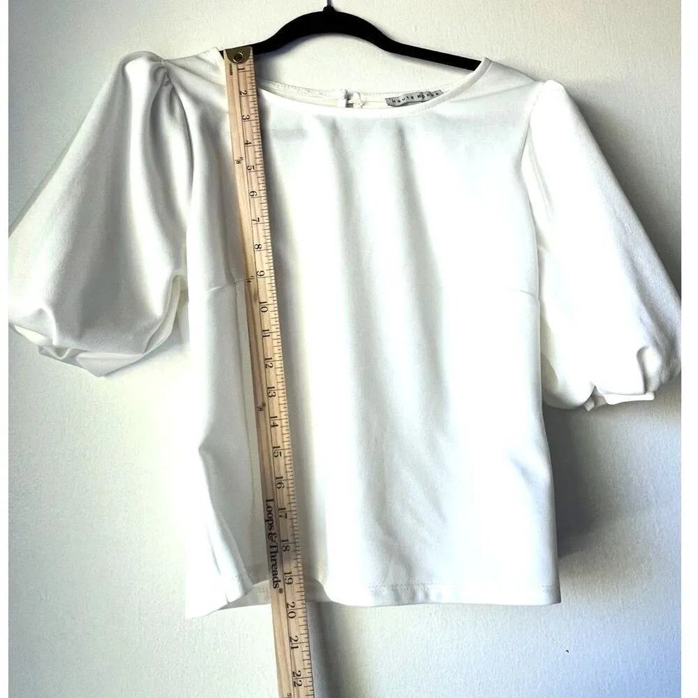 Womens white large blouse solid fresh short sleeve top casual L - Image 7