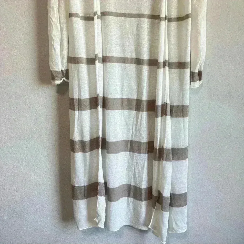 CAbi Women's Taupe Beige Bon Voyage Riviera Linen Blend Duster Sweater, Size M‎ - Image 7