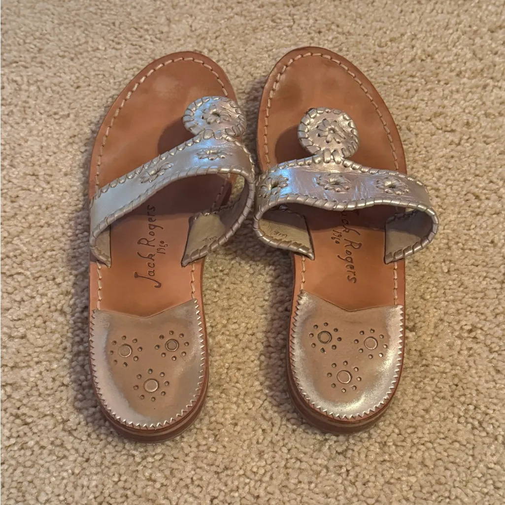 Jack Rogers Flat Sandal in Shiny Silver - Image 2