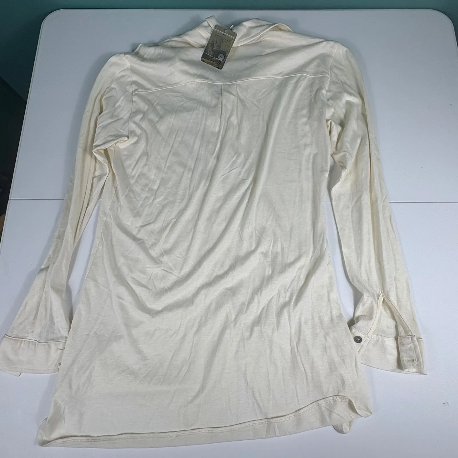 Peruvian‎ Connection Snow Drift Light Jersey Shirt Womens Size S Button Up Cream - Image 10
