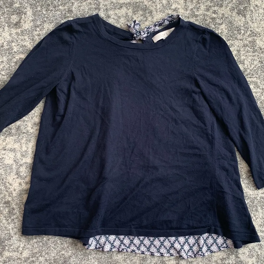 Loft Mixed Media 3/4 Sleeve Swing Sweater - Image 2