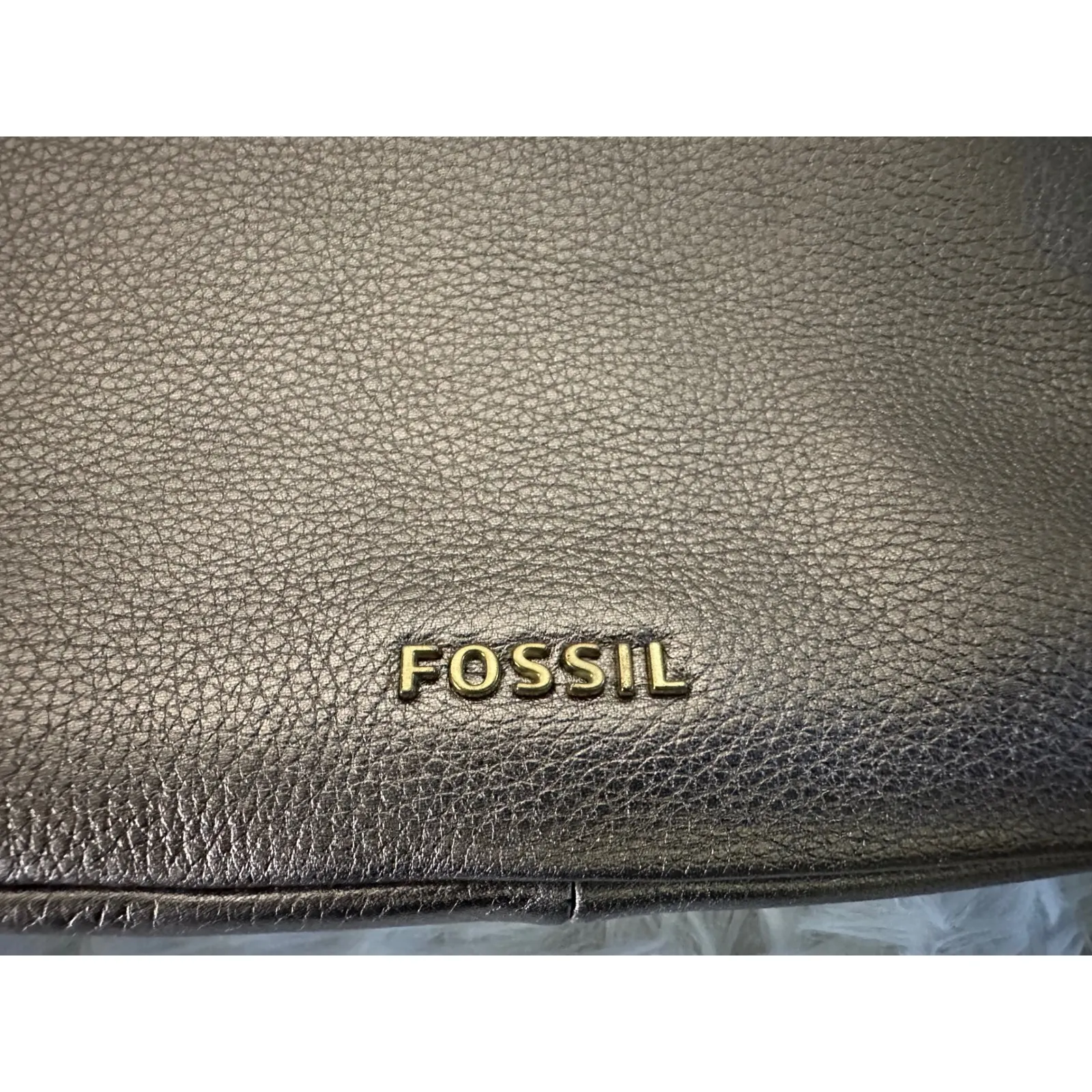 Fossil Piper Toaster leather crossbody bag in‎ a metallic taupe/bronze - Image 4