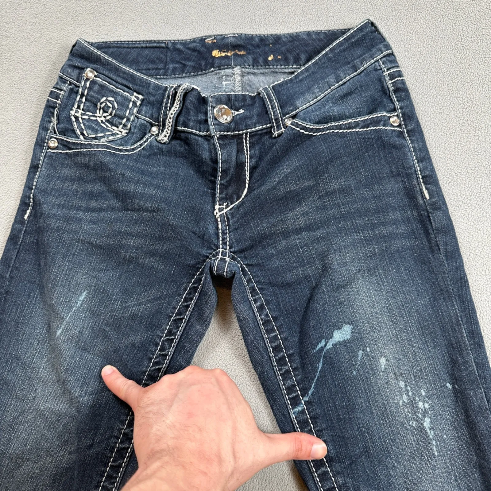 Vintage Seven 7 For All Mankind Jeans Women 25 Flared Bootcut Embellished Denim - Image 5