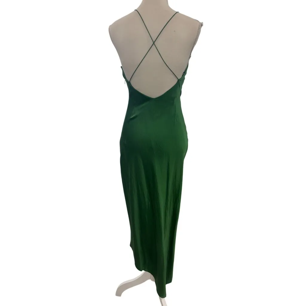SER.O.YA Emma Silk Dress in Green Small New Womens Maxi Satin Midi - Image 7