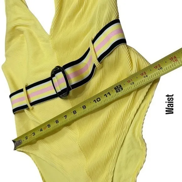 & Other Stories Belted High Cut Swimsuit 70's Retro Summer Vacation Size 8 - Image 12