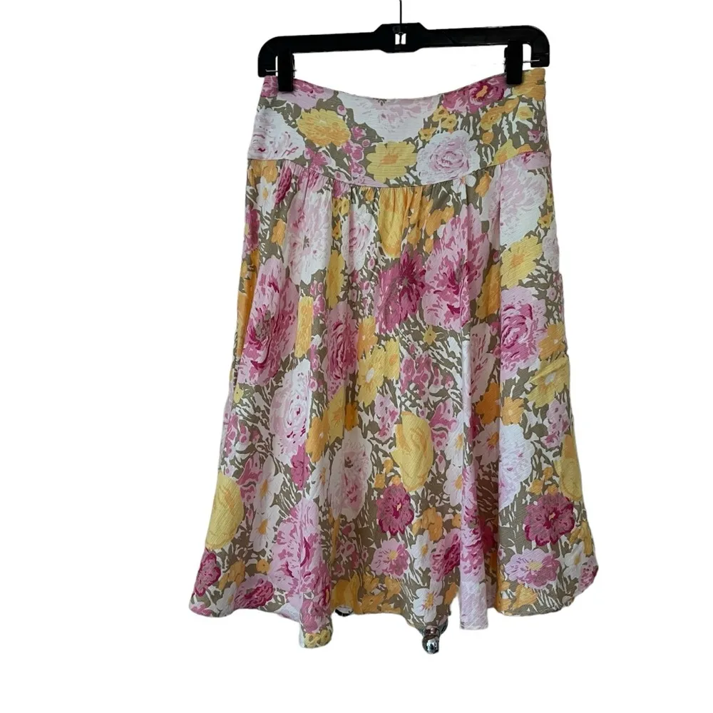 Ann Taylor LOFT Peony Print Linen Blend Midi Skirt, Sz 2 - Image 2