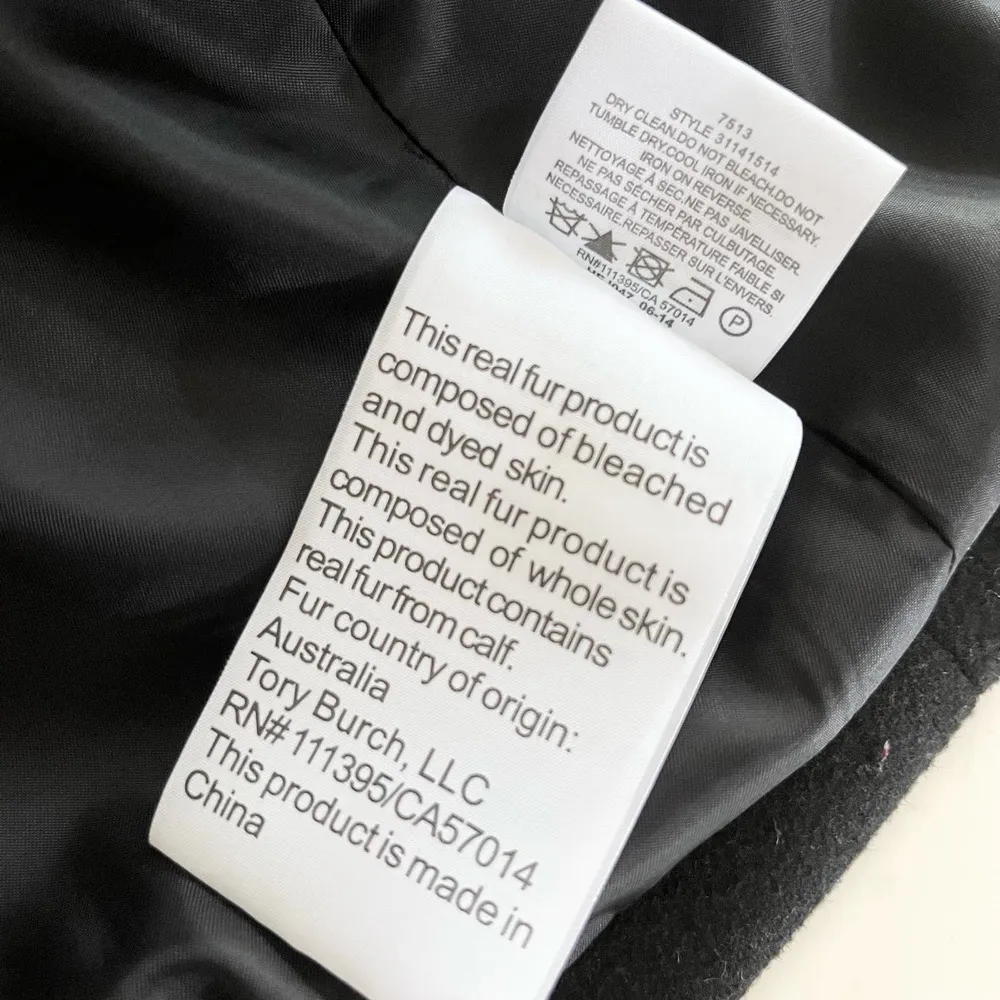 Tory Burch Peggy Calf Half Trimmed Wool Blend Jacket Black Women's Size 12 - Image 9