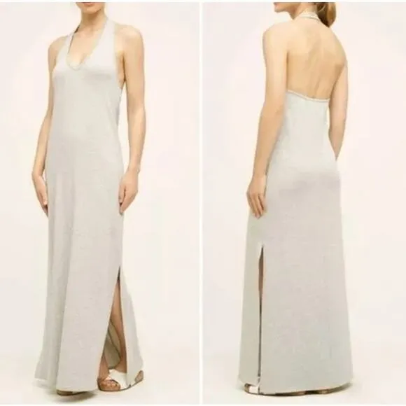 Saturday Sunday Anthropologie Halter Maxi Slip Dress Heather Gray Medium - Image 2