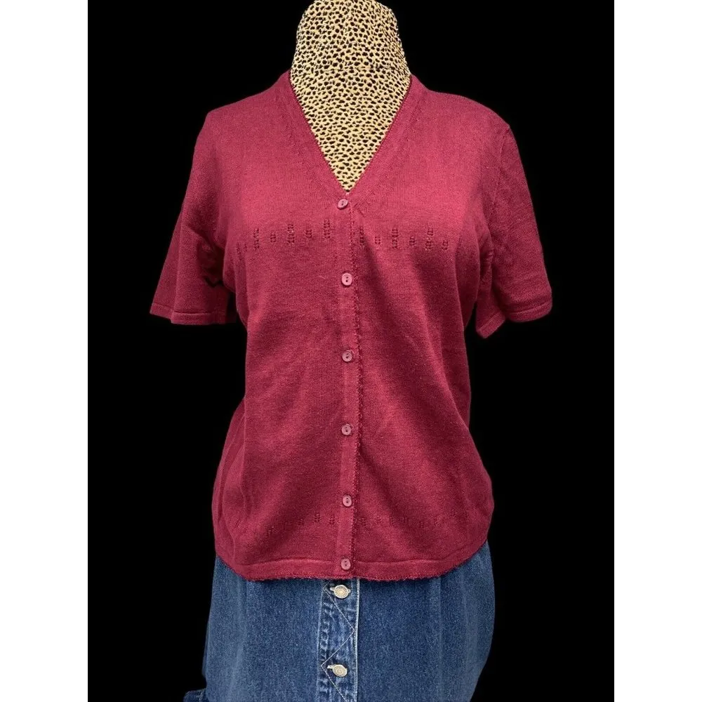 Norton Mcnaughton Vintage 90s  Medium V-Neck Button Short Sleeve Shirt Academia - Image 2