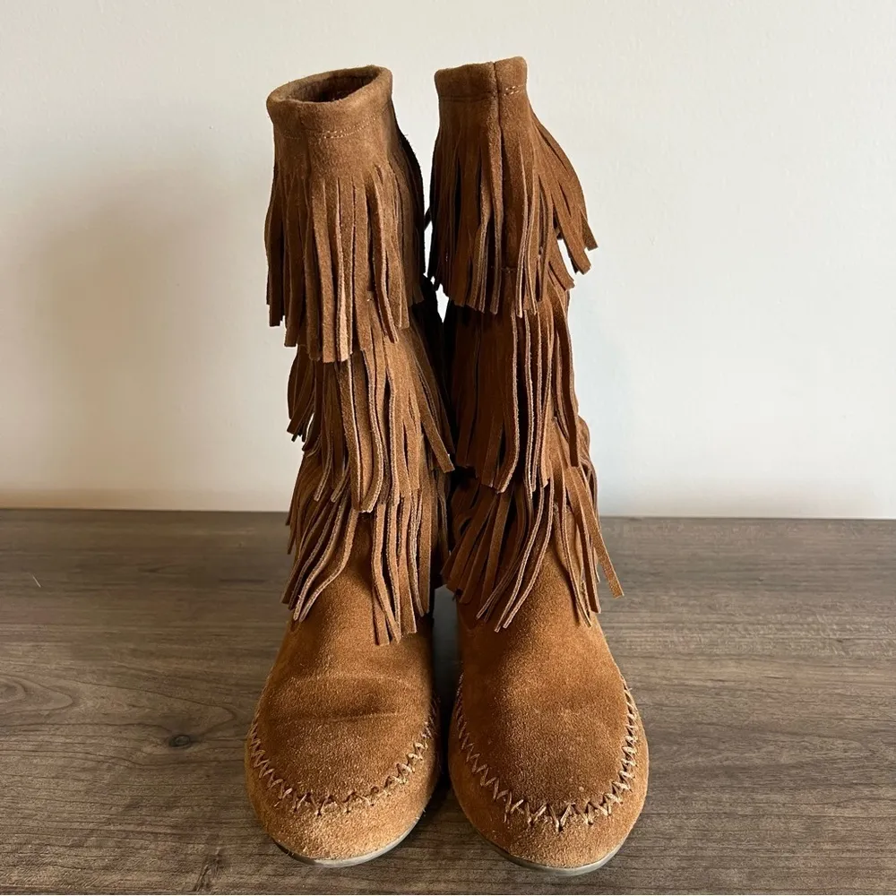Makalu Nalani Tall 3 Tier Leather Fringe Women’s Boot Size 8 - Image 2