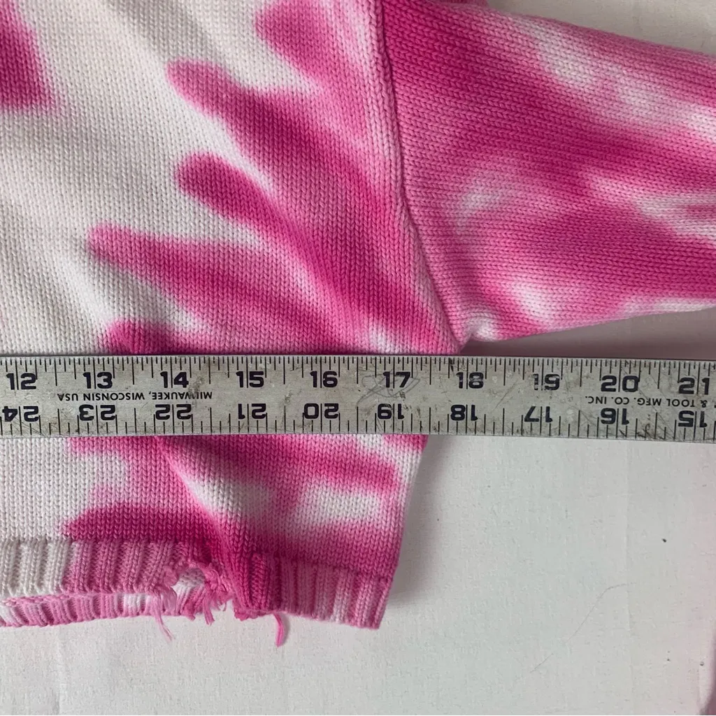 SEROYA ser.o.ya size medium new Paige cropped sweater pink tye dye line knit - Image 6