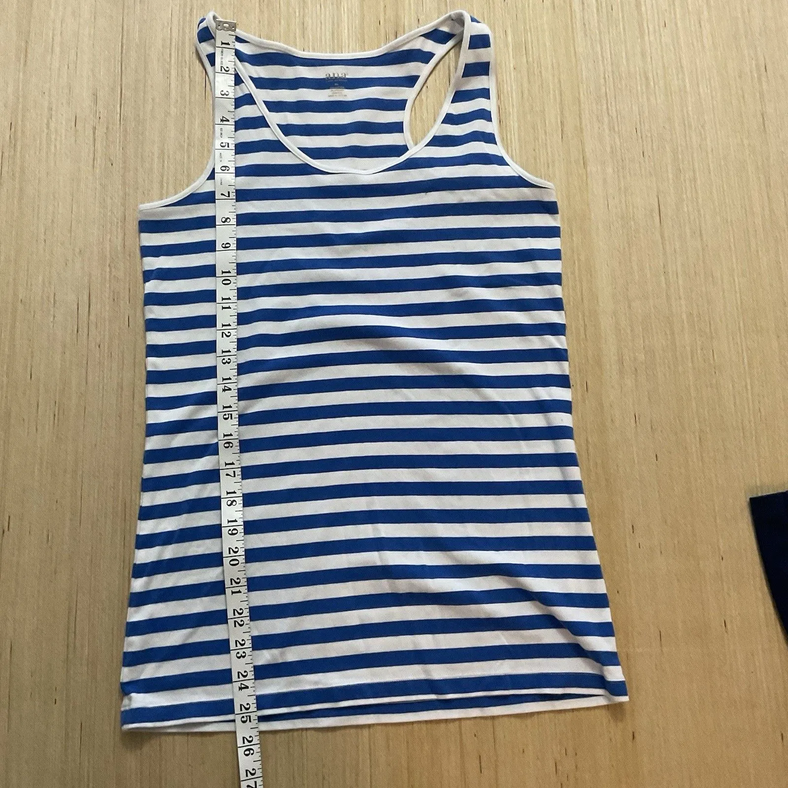 A.N.A Lot 2 Razorback Tank Tops Blue White Striped Navy XL Sleeveless - Image 6