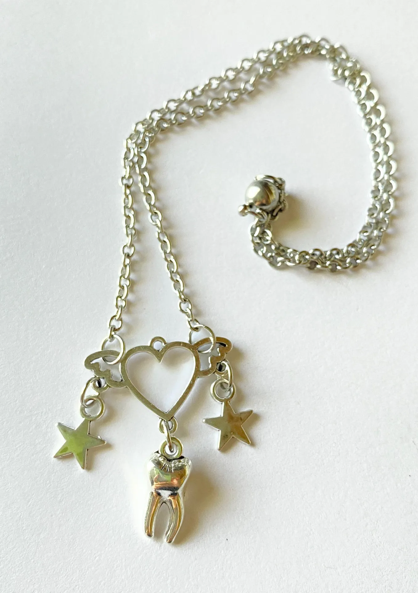 y2k Kawaii grunge style stainless steel chain necklace🎲👼⭐️🌀 - Image 2