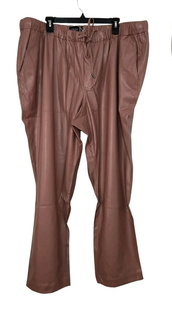 Wildfang The Empower Vegan Leather Drawstring Pant Rose Brown Size 3X NWT - Image 1