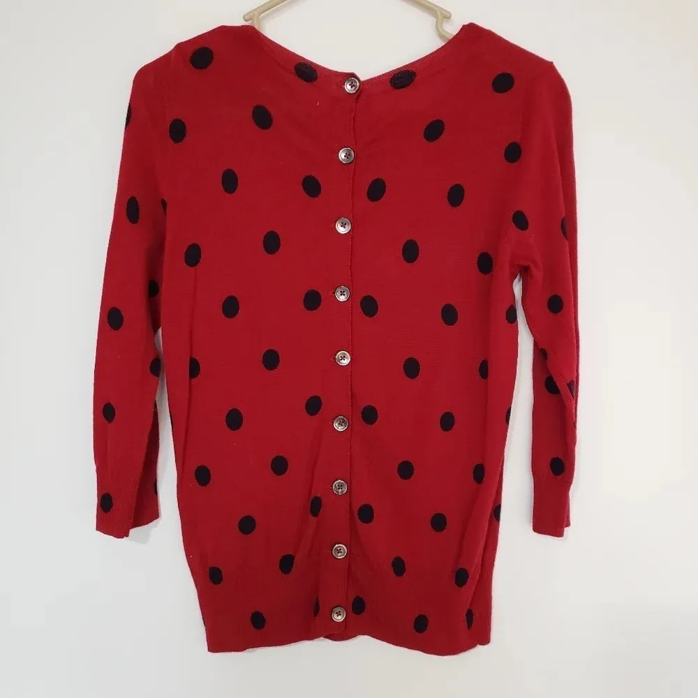 Boden Avery Polka Dot Button Back Sweater Red Size 6 - Image 2