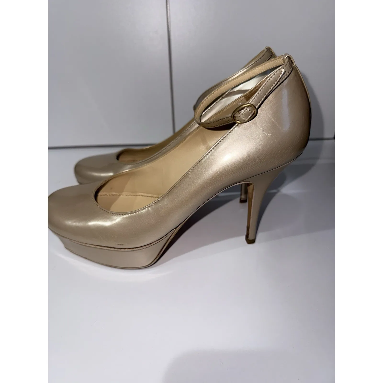 YSL YVES SAINT LAURENT LA PERLE 75 PUMP PATENT LEATHER PLATFORM SHOES 38 Y2K - Image 6