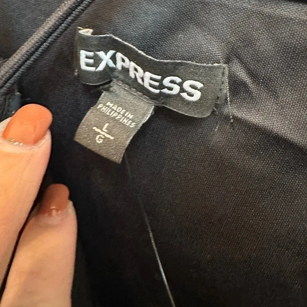 Express | Black Ribbed Bodycon Club Party Cocktail Fitted Dress Size L Large NWT - Image 5