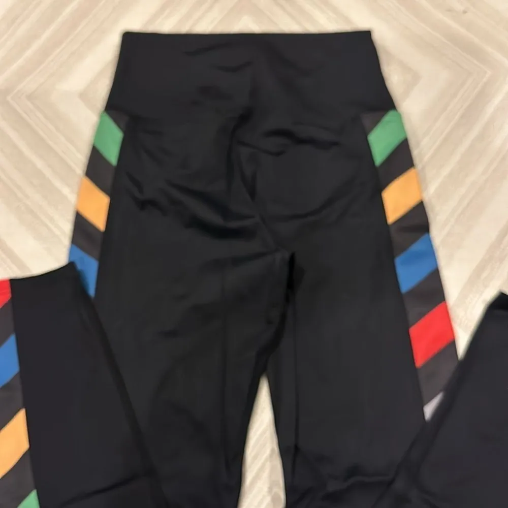 Beach Riot Black with Side Multi Color Block Panels High Waist Leggings: Size XS - Image 5
