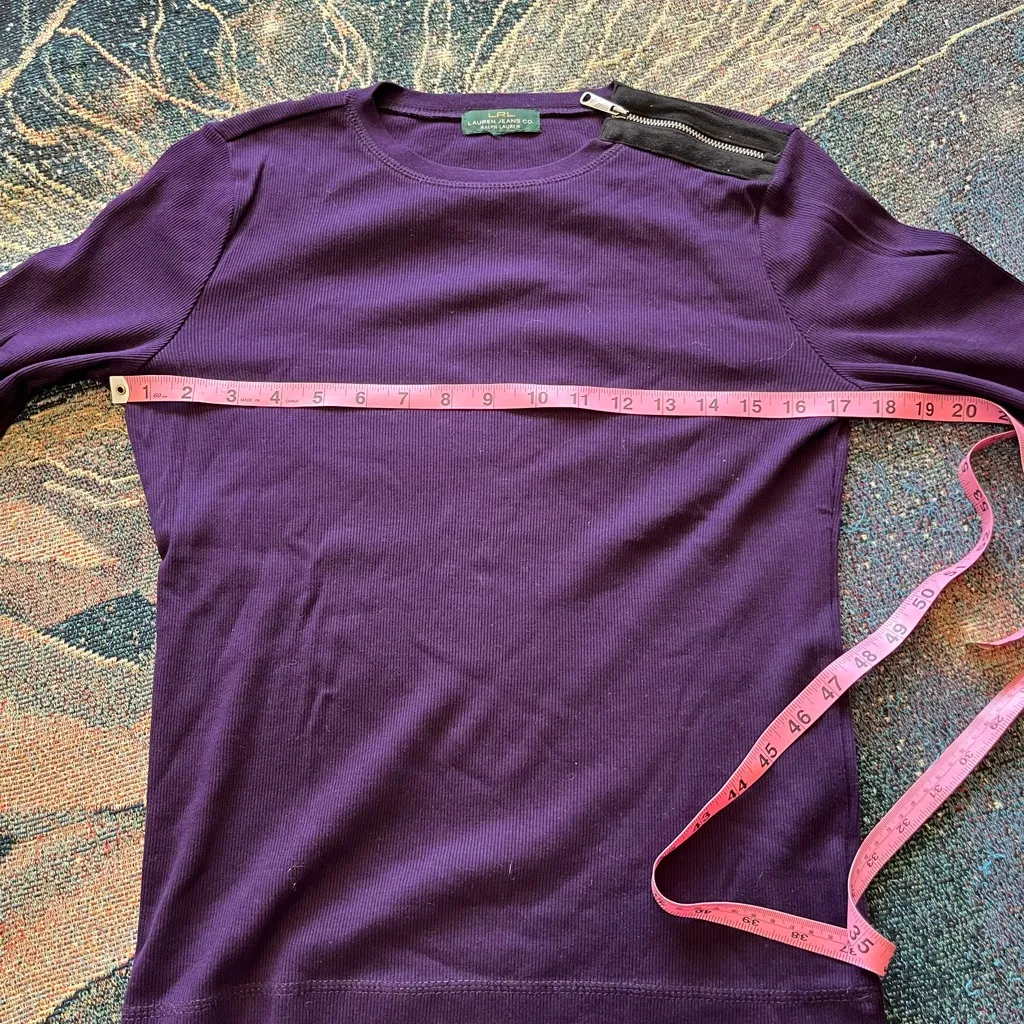 Vintage Lauren Jeans Co Ralph Lauren Purple Longsleeve Y2K Streetwear Top S Tee - Image 13