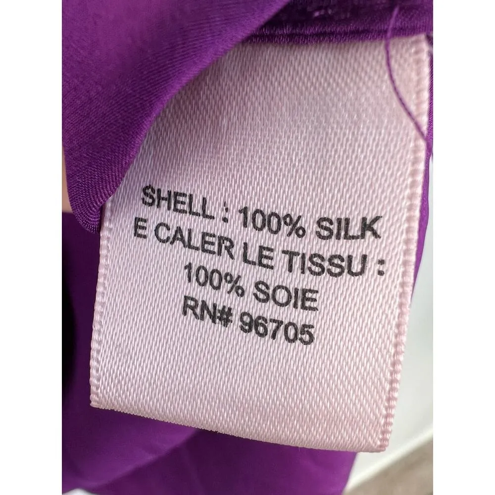 Rebecca Taylor Silk Tunic Top With Rosette Neckline in Amethyst Y2K Coquette - Image 5