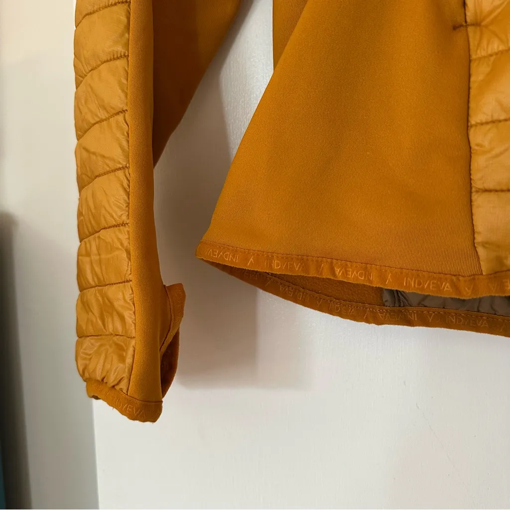 Indyeva Mantar Quilted Filled Zip Hooded Jacket Womens Small Golden Yellow - Image 3
