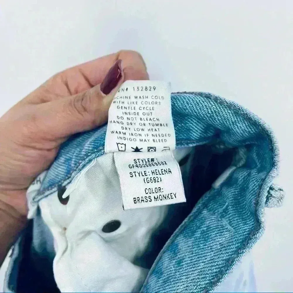 Grlfrnd Helena Straight‎ Jeans Women's 25 Blue High Rise Button Fly Distressed - Image 13