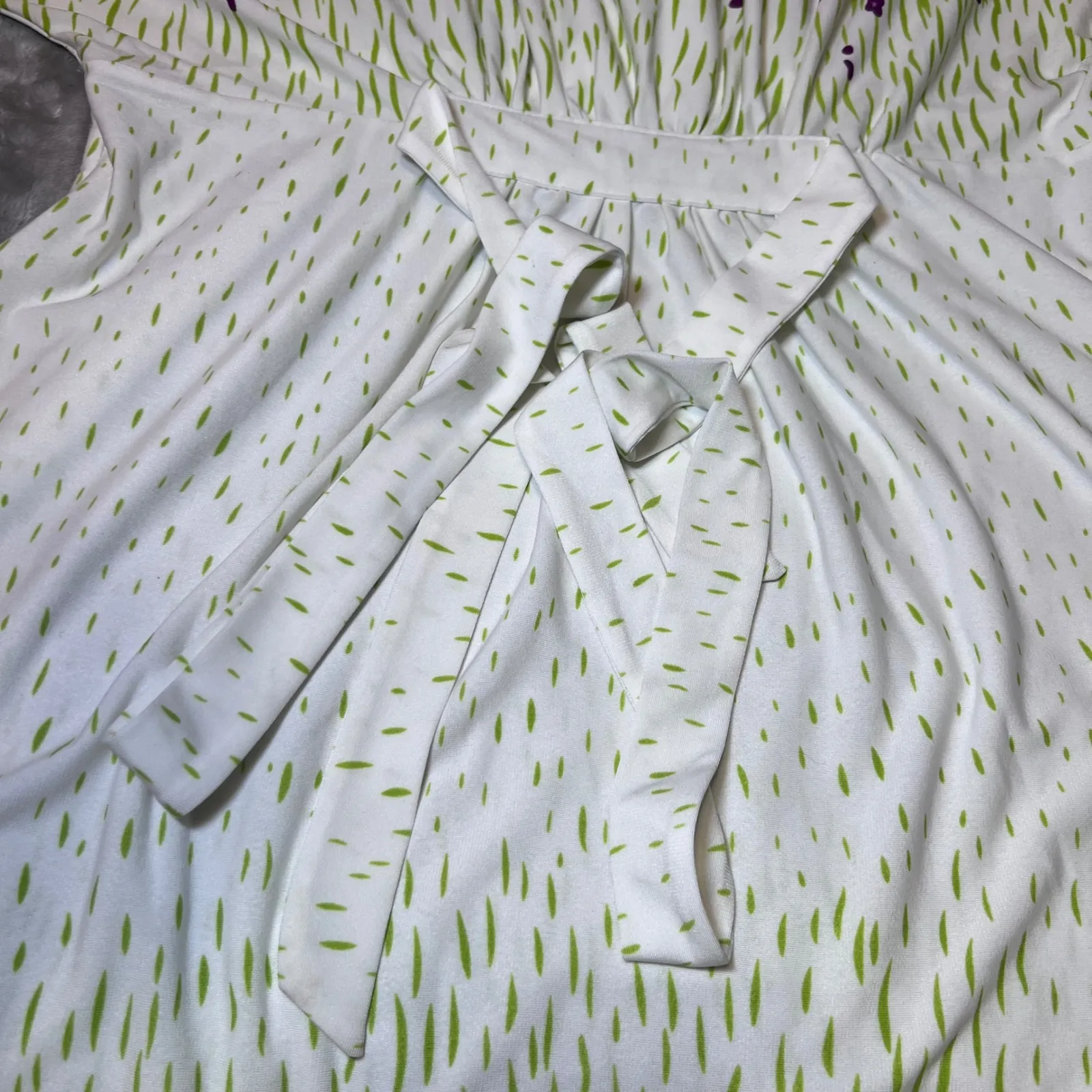 The Paragon Floral Print Dress Womens Large White Green Kimono Sleeve Boho Midi - Image 7