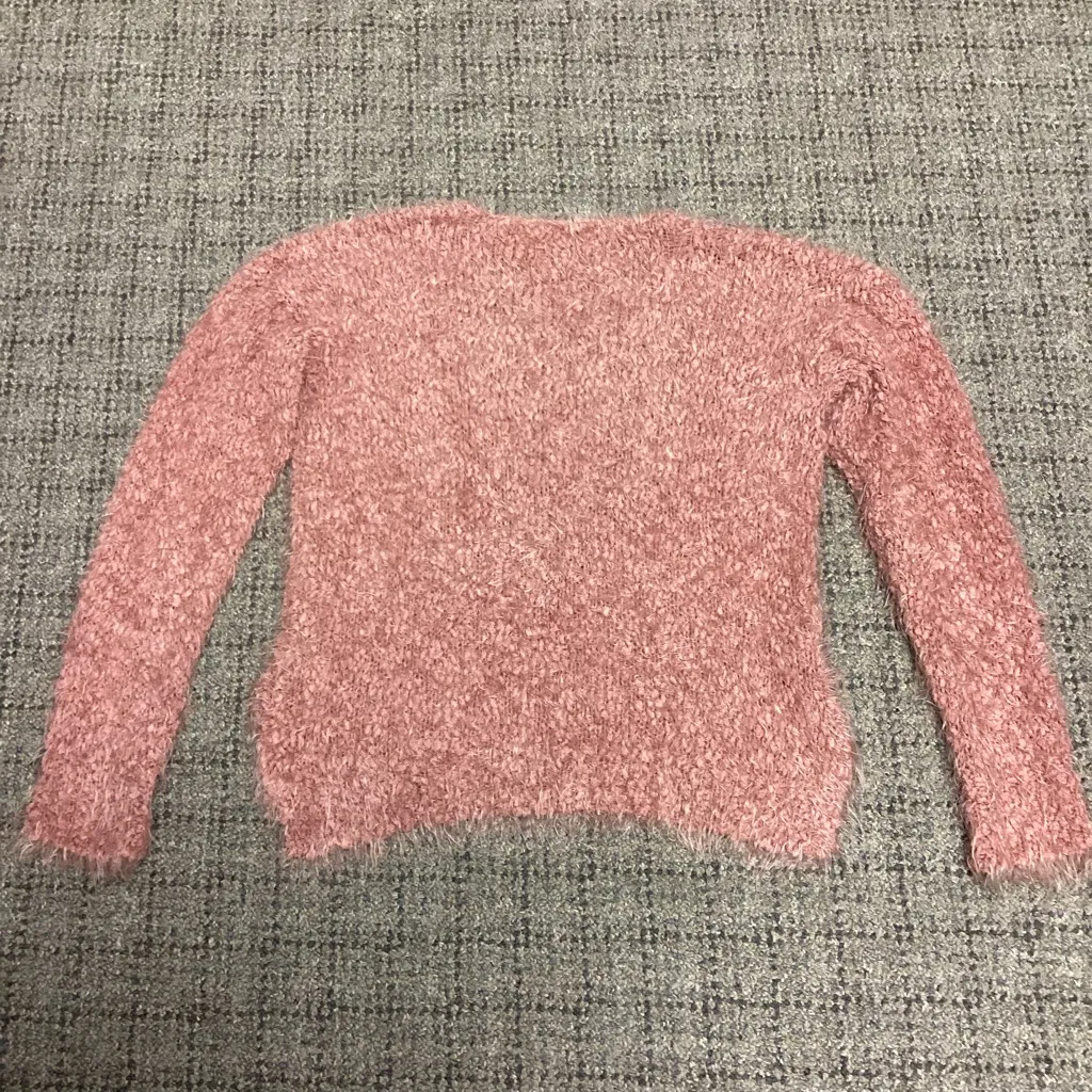 Poof Apparel Pink Dusty Rose Fuzzy Eyelash V-neck Sweater * Size L (Fit me as M) - Image 6