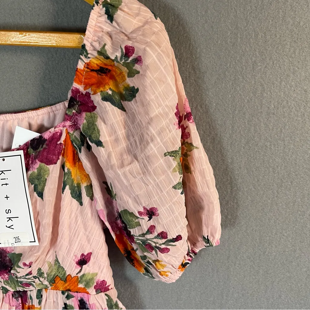 NWT Kit+Sky Womens Puff Sleeve Fit & Flare Dress Cottagecore Romantic Baby Doll Pink Size M - Image 4