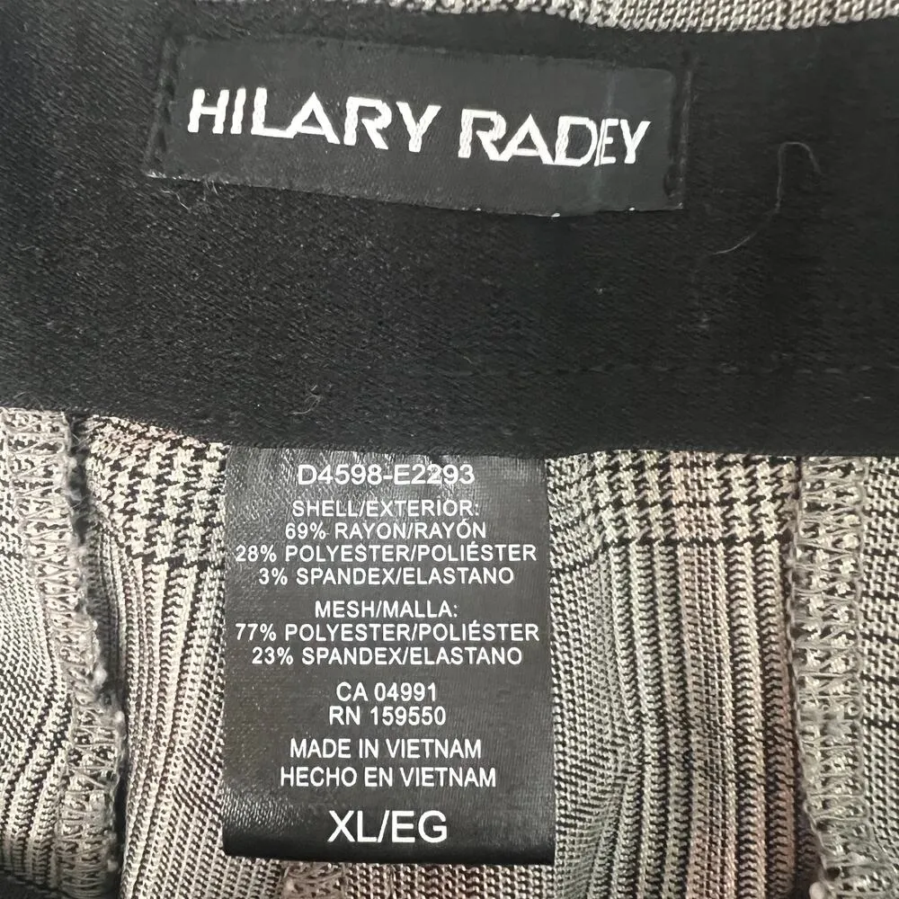 Hilary Radley Pull On High Rise Plaid Women's Gray Pants Size XL Side Pockets - Image 2