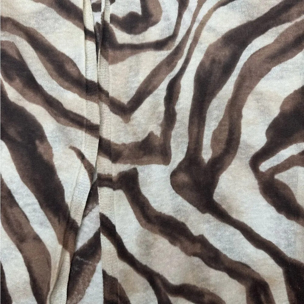 Chicos Travelers LINEN blend Animal Print Open Cardigan -Medium - Image 4